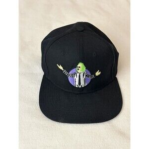 Beetlejuice Hat Unisex One Size Black Snapback Embroidered Horror Halloween Cap